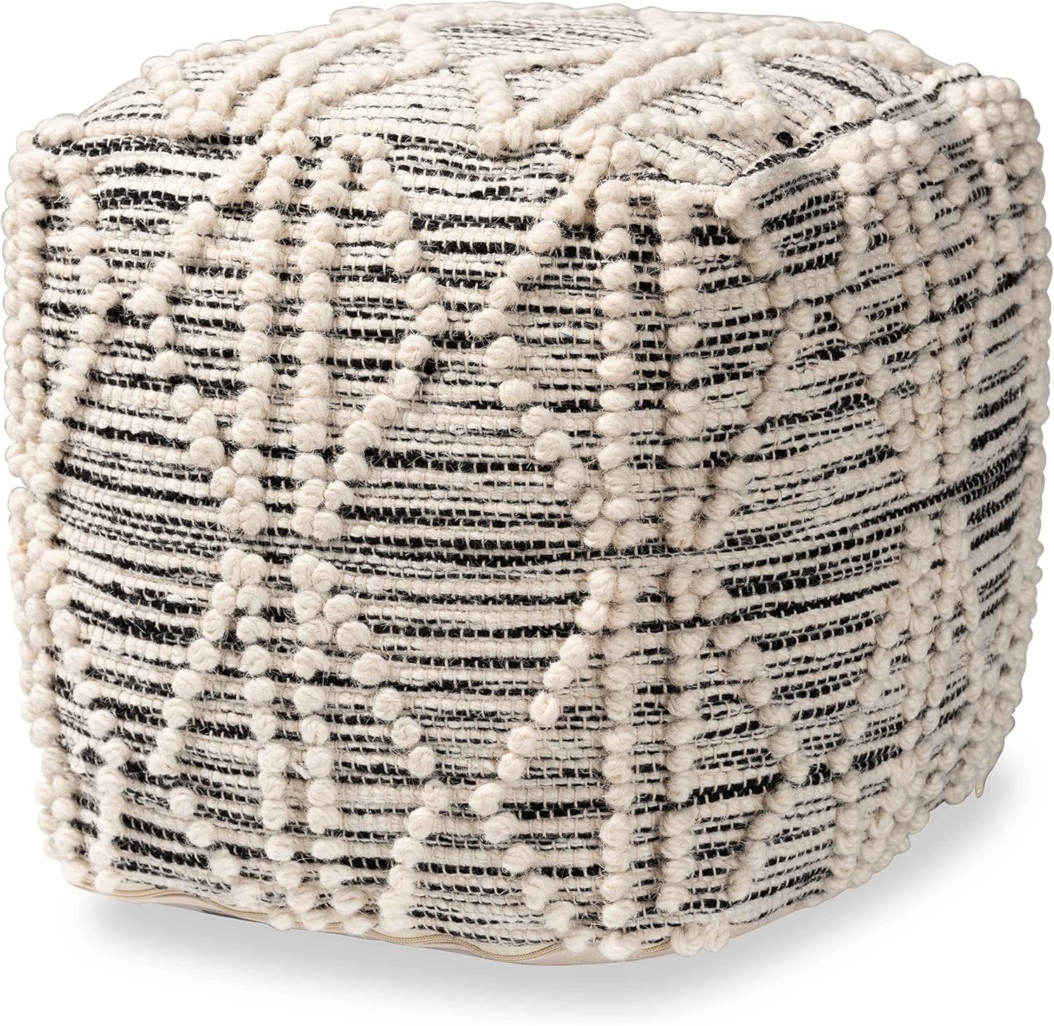 Baxton Studio 191-11656-AMZ Ottomans, Ivory/Black