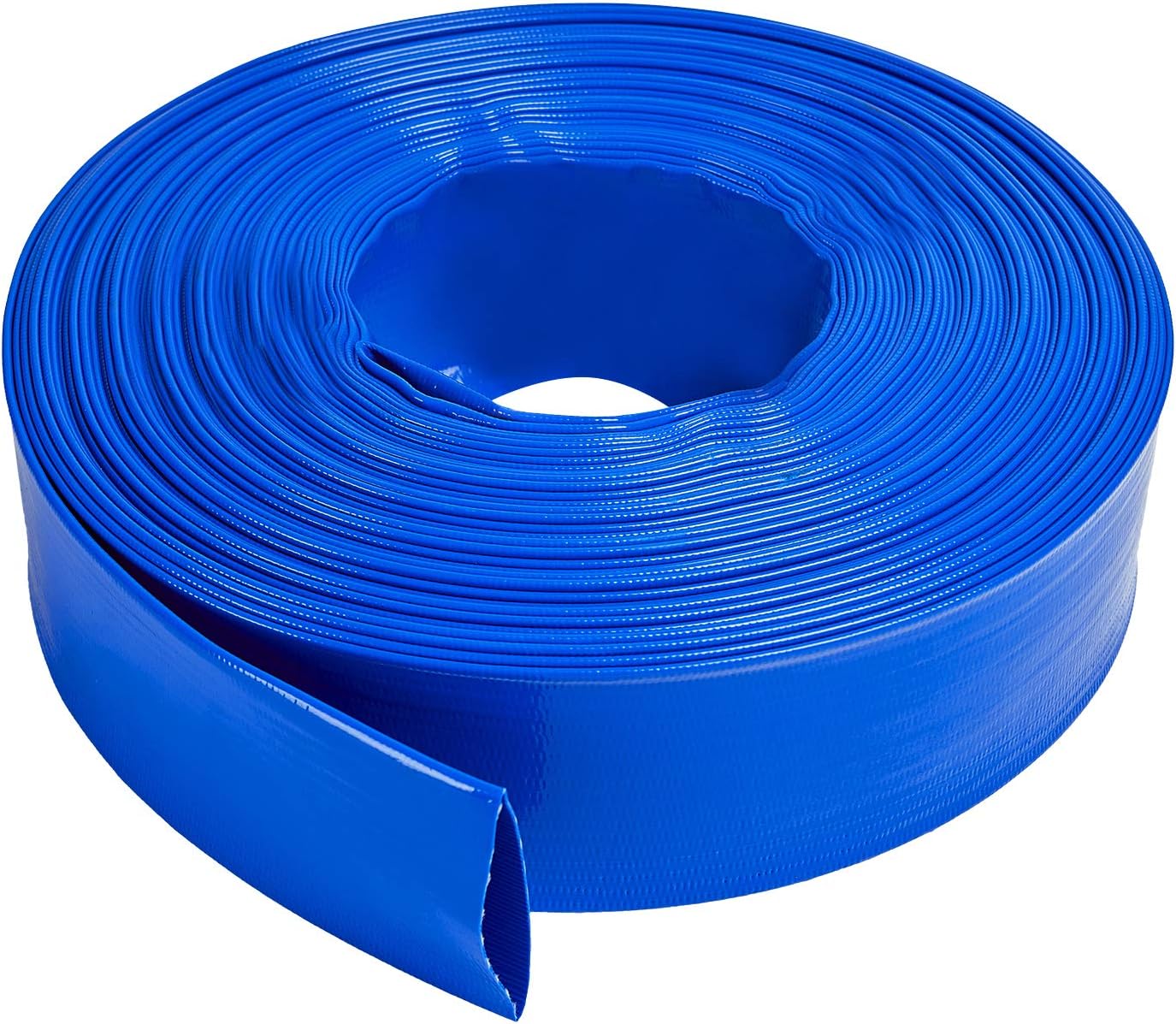LEBLEBALL 1.5''x100FT Blue Backwash Hose, Heavy Duty Discharge Hose Reinforced PVC Pool Drain Hose Weather and Chemical Resistant, Ideal for Swimming Pools and Water Transfer Pack of 2