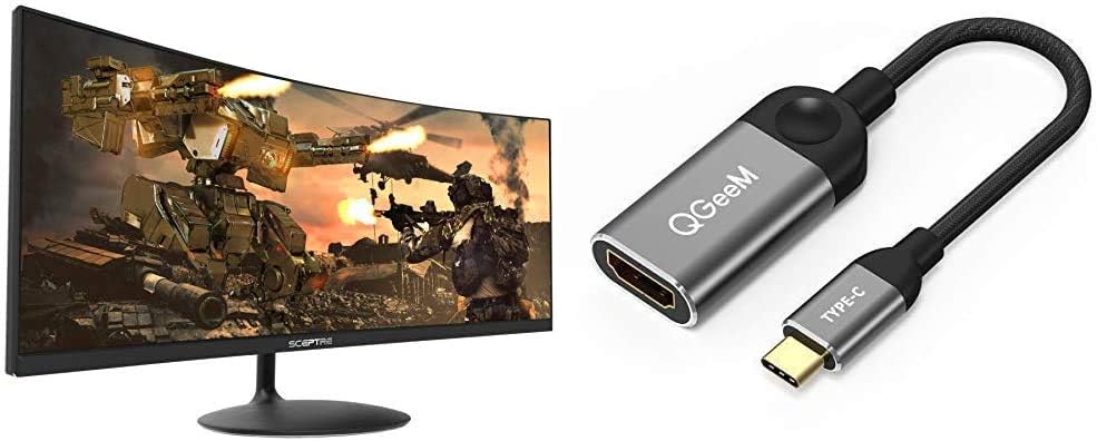 Sceptre 34-inch Curved UltraWide 21: 9 Creative LED Monitor 2560x1080 Frameless HDMI DisplayPort Up to 100Hz, Machine Black 2020 (C345W-2560UN)