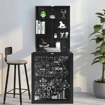 Sandrine Desk with Hutch Ebern Designs Color: Black