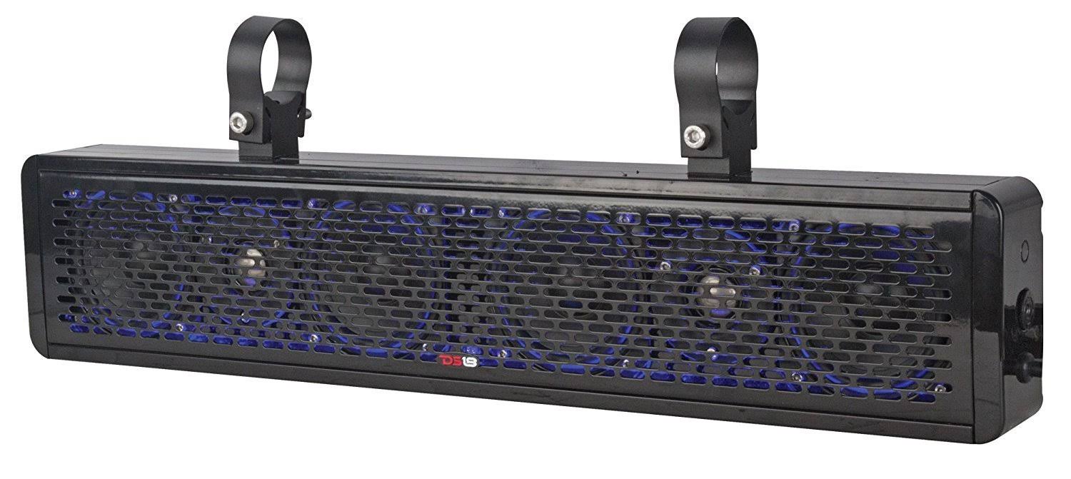 DS18 SBAR25 Black 25 inch Hydro 25x22 2-Way Sound Bar Waterproof Speaker System with Integrated RGB Lights-200 RMS-600 Watts Max
