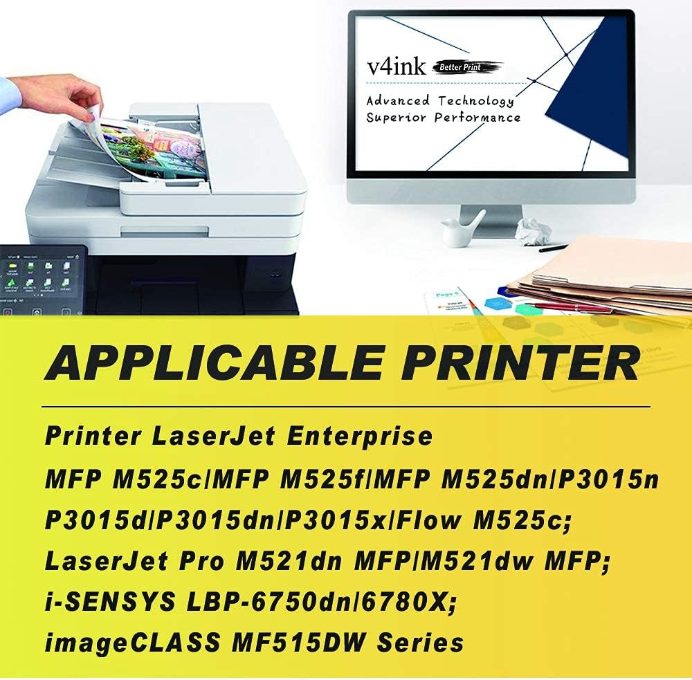 v4ink Compatible CE255X Toner Cartridge Replacement for HP 55X CE255X 55A CE255A Toner High Yield Ink for HP P3015 P3015d P3015dn P3015n P3015x M521dn M521dw M525c M525dn M525f Printer 2PK Pack of 2