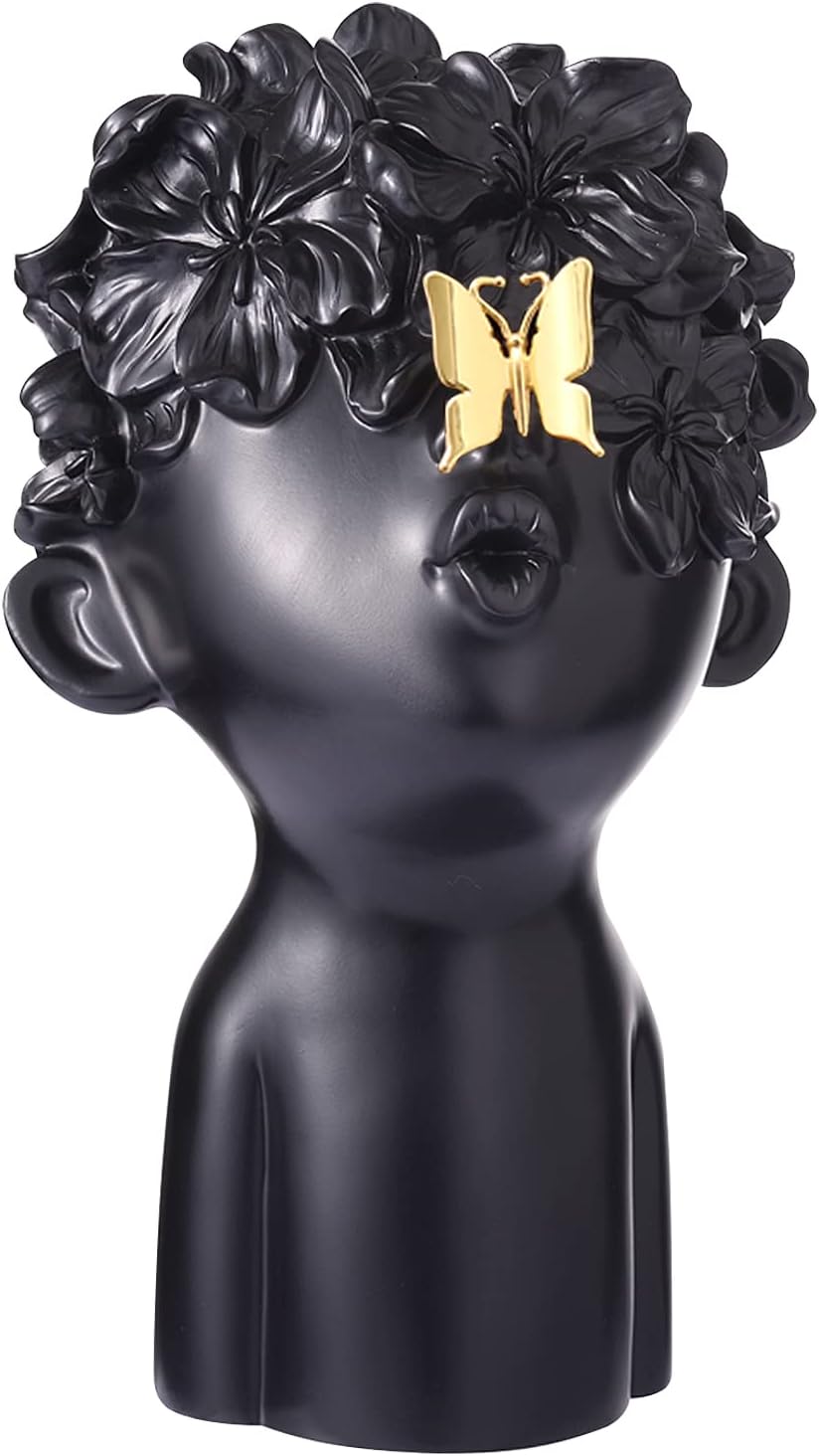 Bust Sculpture Resin Statue Figurine Home Decorations Accessories Gift for Living Room (Blue and White)