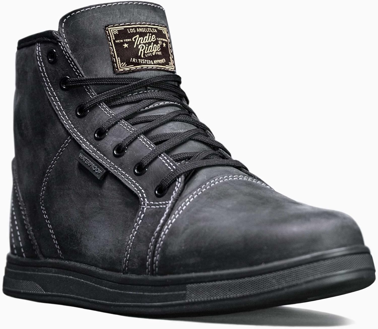 Black Full Leather Motorcycle Boots by Indie Ridge - The Crow, Phoenix Series, Ankle Protection (13)