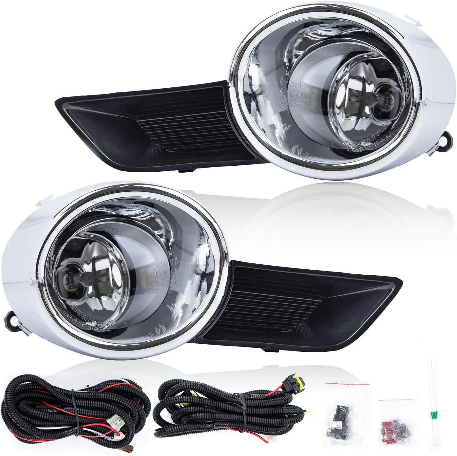 RP Remarkable Power, FL7123 Fit For 2008-11 Highlander Chrome Trim Black Bezel Fog Light Kits Pack of 2