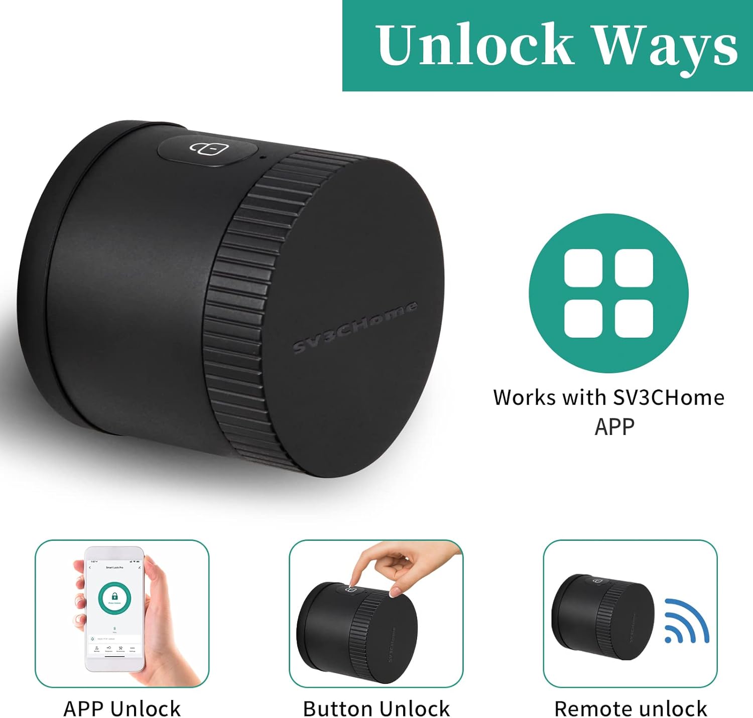 SV3CHome WiFi Deadbolt Smart Locks with Gateway, Indoor Locks for Existing Single Cylinder Deadbolts, Keyless Door Lock for Home/ Room, Auto-Lock & Auto-Unlock via APP Remote Control, Black Round