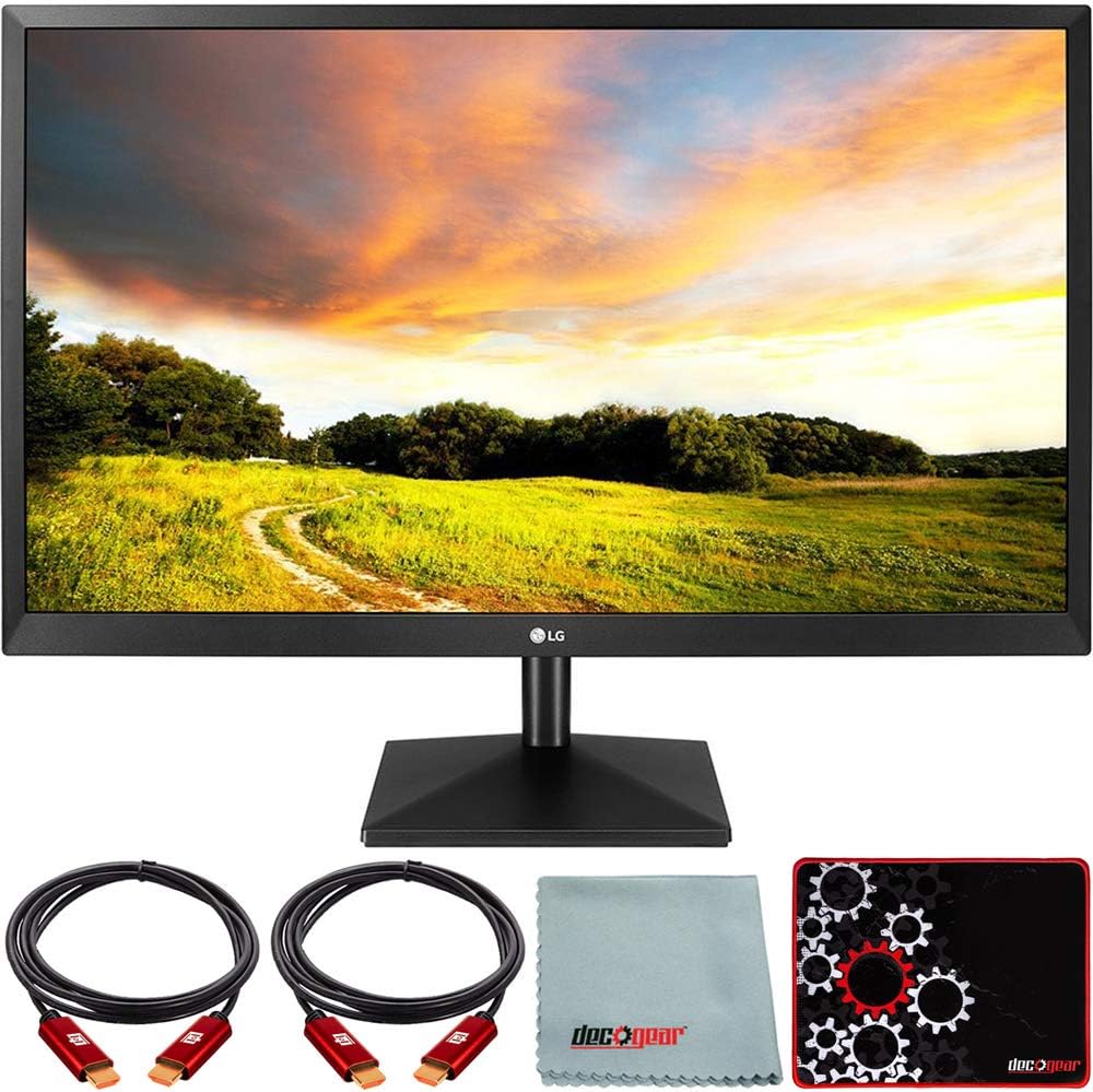 LG 27 inch FreeSync LED Monitor 1920 x 1080 16:9 Bundle with Deco Gear HDMI Cable 2 Pack + Gamer Surface Mousepad + Screen Cloth