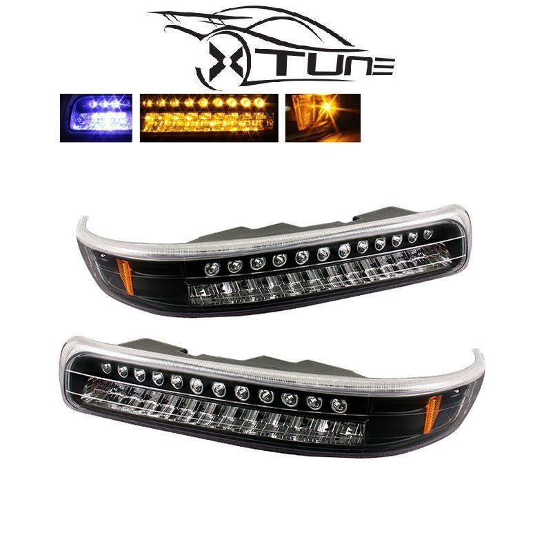 Xtune Chevy Silverado 99-02 LED Amber Bumper Lights Black CBL-CS99-LED-BK