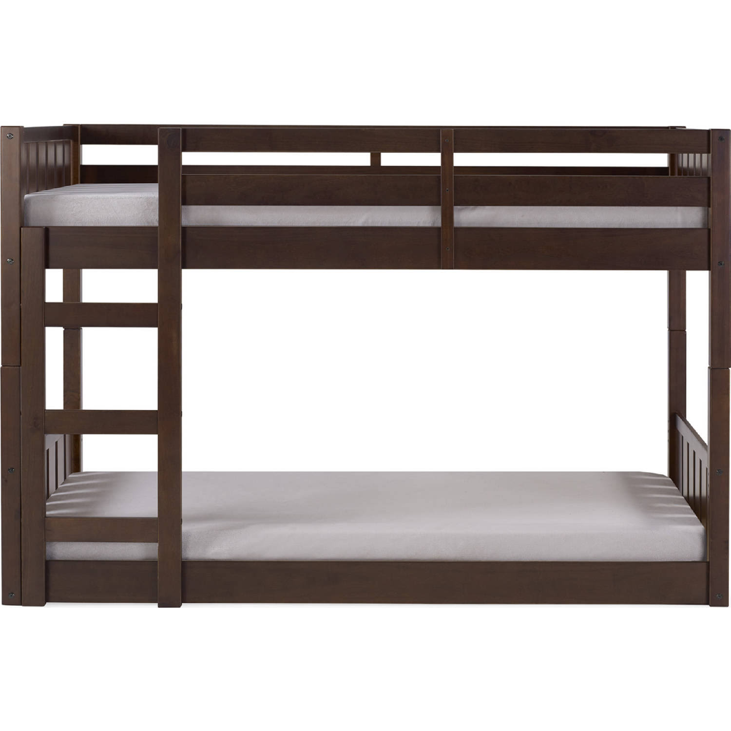 Walker Edison Traditional Twin Over Twin Stackable Slat Bunk Bed Walnut Finish