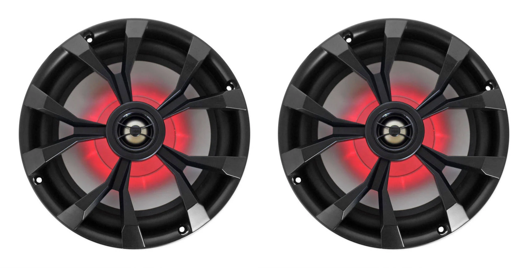 (8) Rockville RKL80MB 8x22 900 Watt Black 2-Way Marine Boat Speakers w/LED&s