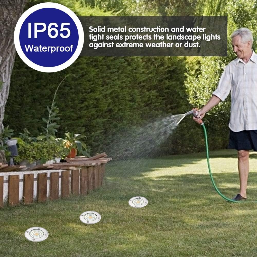 Landscape Well Lights Outdoor In Ground Lights Low Voltage 12V 24V Waterproof 5W Warm White 3000K led Landscape Lights for Garden, Yard, Deck, Pathway 6 Pack(Wire Connectors Included)