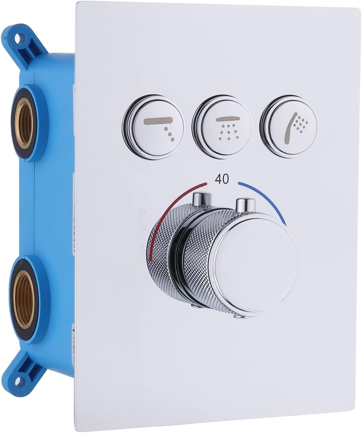 Drettyer 3 Way Thermostatic Shower Diverter Valve,Concealed Temperature Control Shower Mixing Valve Replacement kit Safety Can Use All Showerhead,Polished Chrome