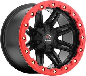 Vision Wheel 551-147110MBR4 551 Wheels 14x7 4/110 4+3 Black/Red Front