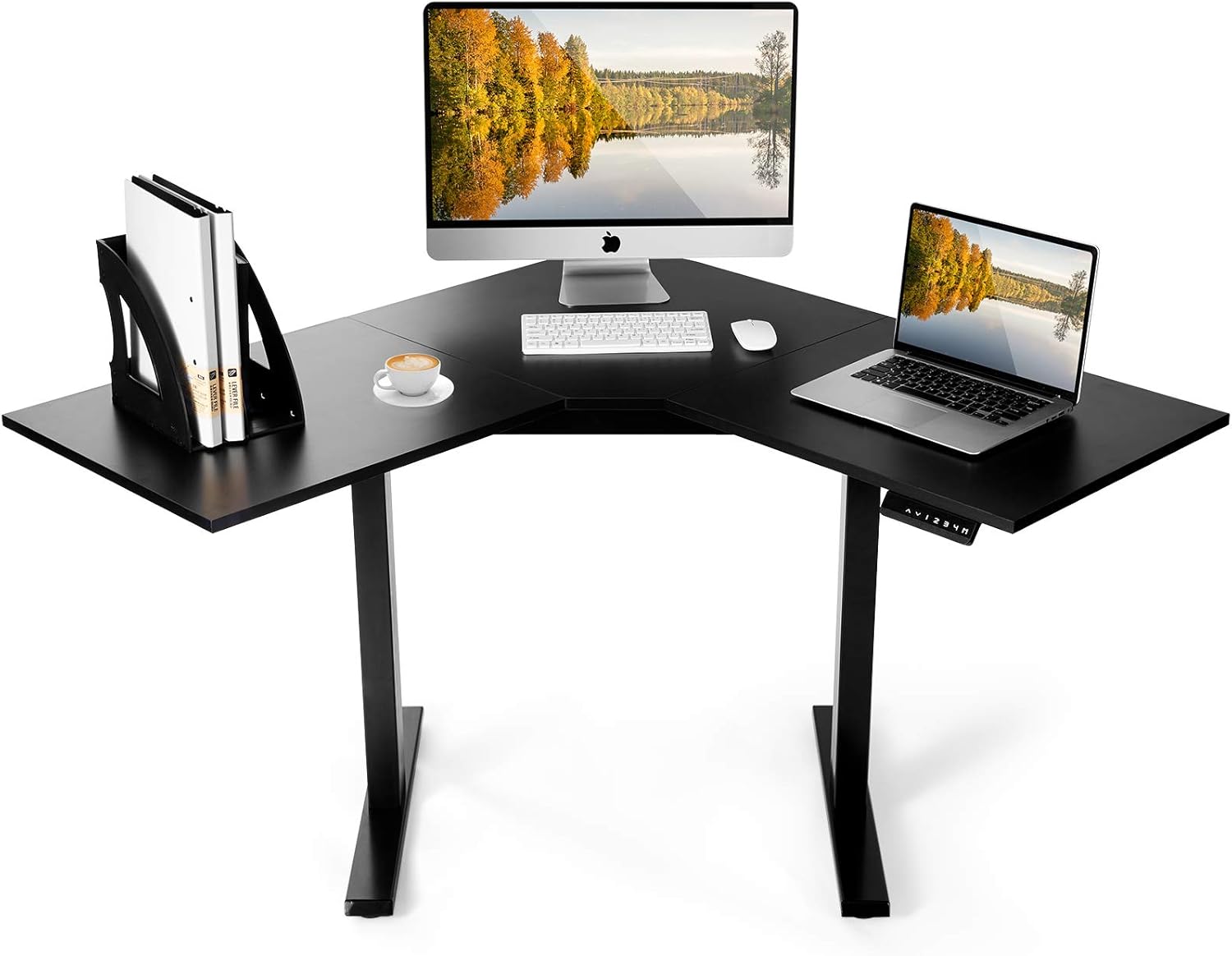 ERGOSOFT L Shaped Dual Motor Electric Height Adustable Standing Desk, 48