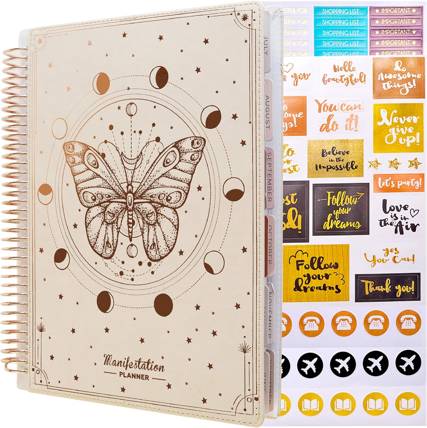 Law of Attraction Planner - Deluxe Weekly & Monthly Life Planner to Achieve Your Goals. A 12 Month Journey to Increase Productivity, - Organizer & Gratitude Journal + Stickers Pack of 2