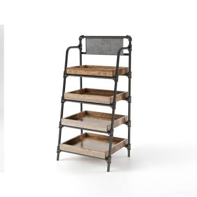 Furniture of America Sabela 59 in. H Sand Black 4-Shelf Bookcase