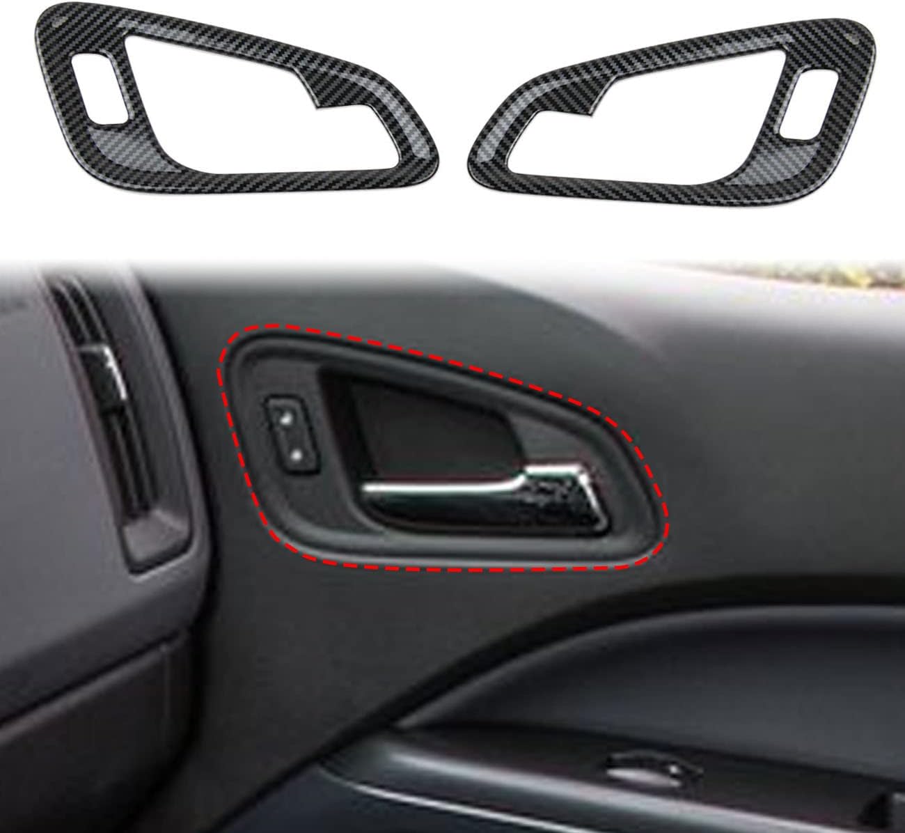 Carbon Fiber Inner Front Door Handle Patch Cover Trims Accessories for Chevrolet Colorado 2015-2022 for GMC Canyon 2015-2022