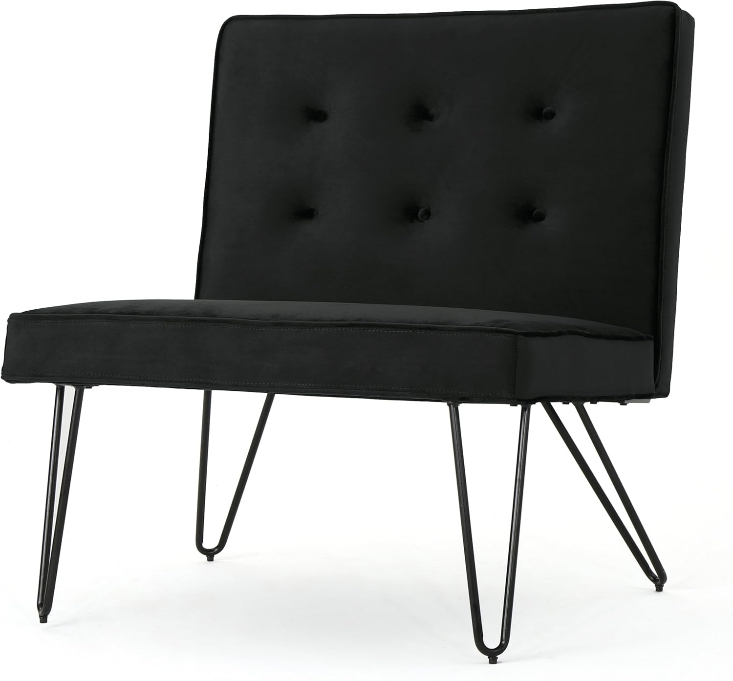 Christopher Knight Home 305659 DuSoleil Glam Modern Velvet Armless Chair, Black, Black