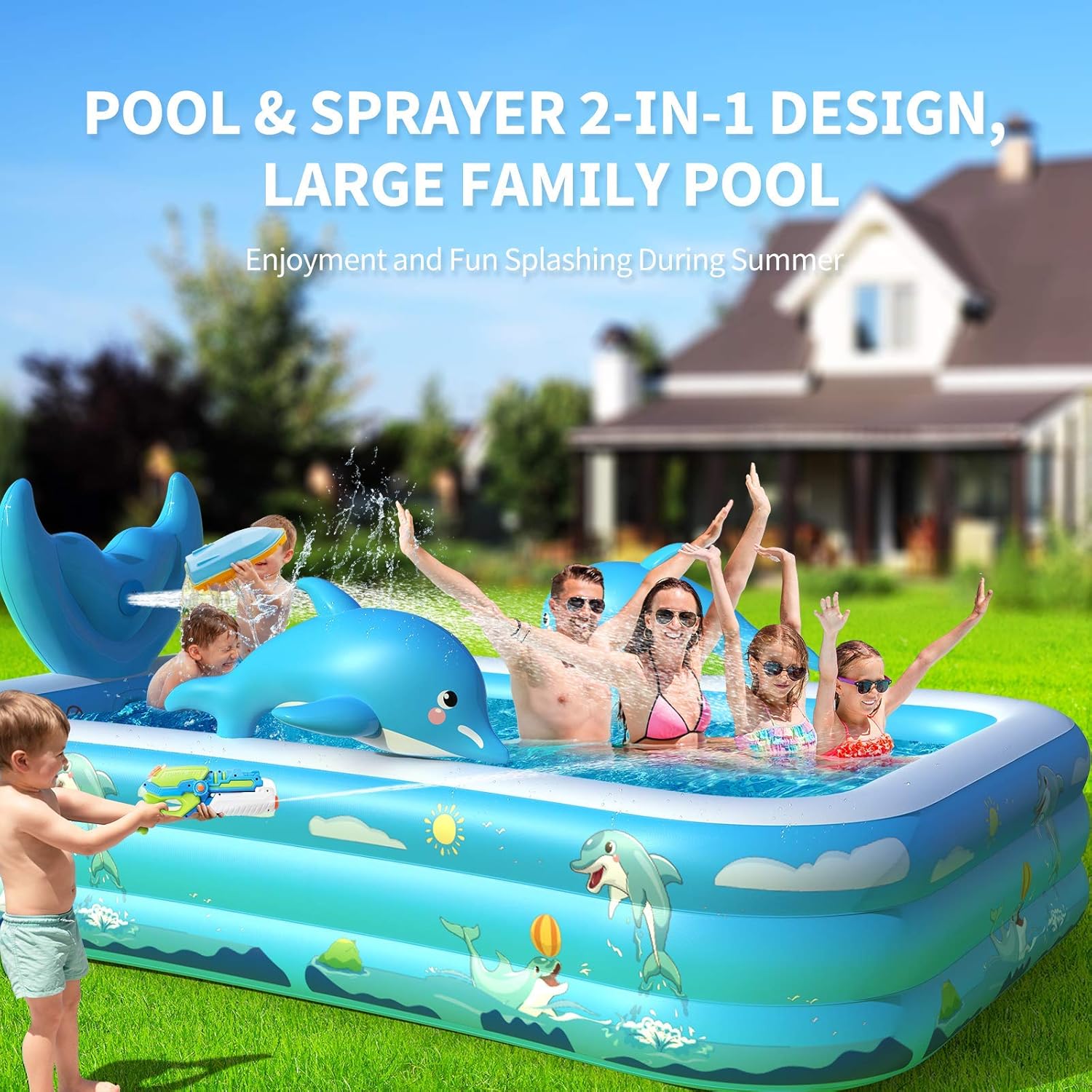 Inflatable Pool for Kids Family Oxsaml 98
