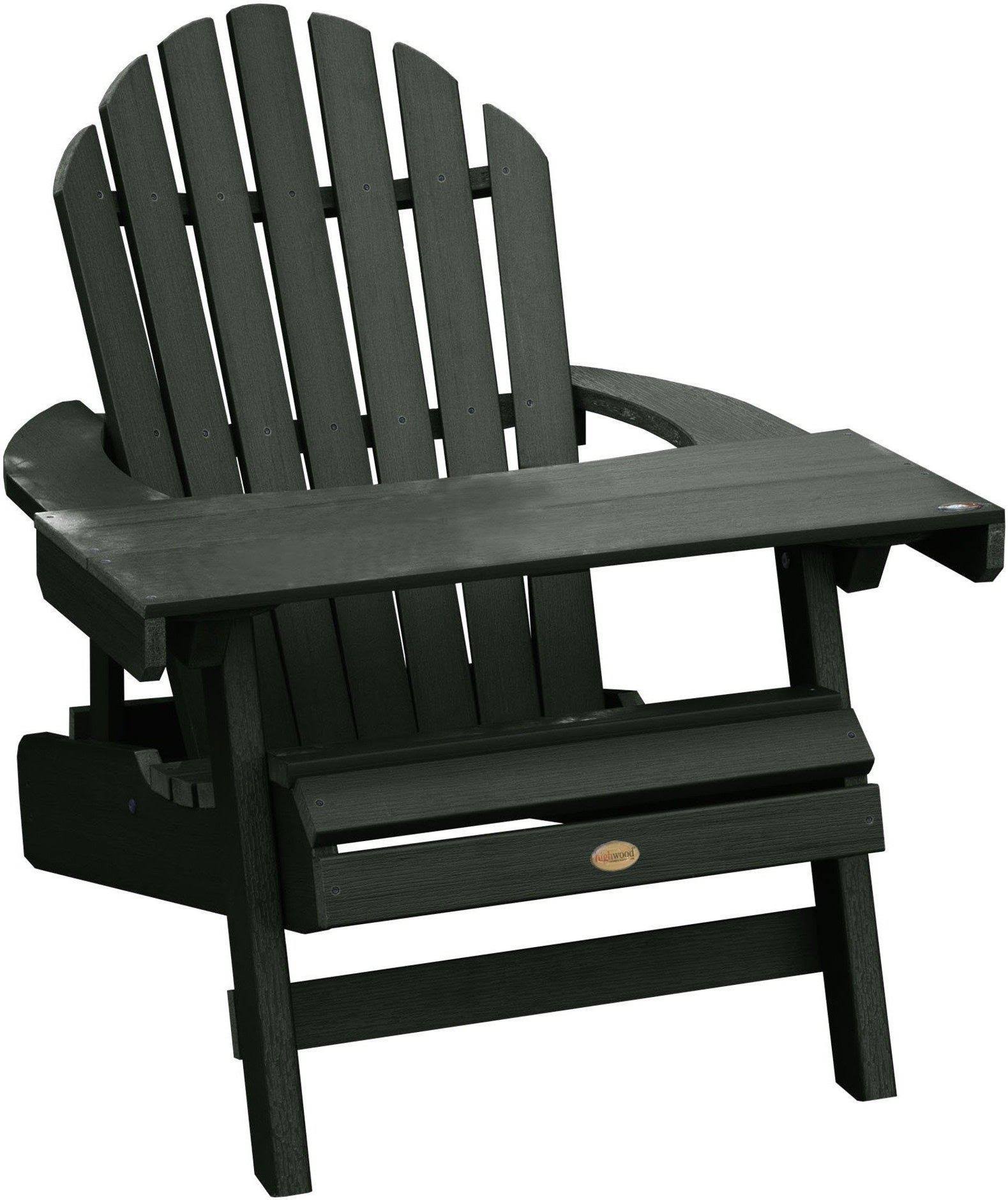 Highwood Hamilton Folding & Reclining Adirondack Chair with Laptop/Reading Table, Green