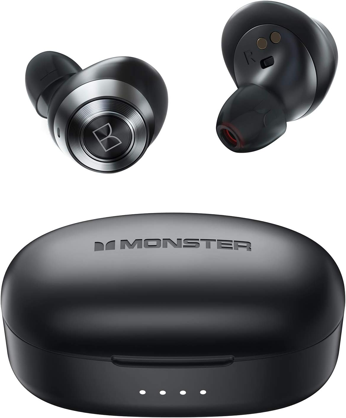 Monster Wireless Earbuds,Super Fast Charge,Bluetooth 5.0 in-Ear Stereo Headphones with USB-C Charging Case,Built-in Mic for Clear Calls,Water Resistant Design for Sports,Black. Pack of 2