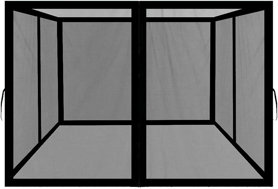 Easylee Universal 10’x 10’ Gazebo Replacement Mosquito Netting, 4-Panel Netting Walls for Patio with Zippers (Beige) Pack of 2
