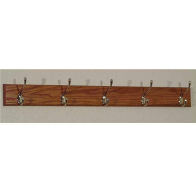 Wooden Mallet HCR-5NMO 5 Hook Coat Rack in Medium Oak - Nickel