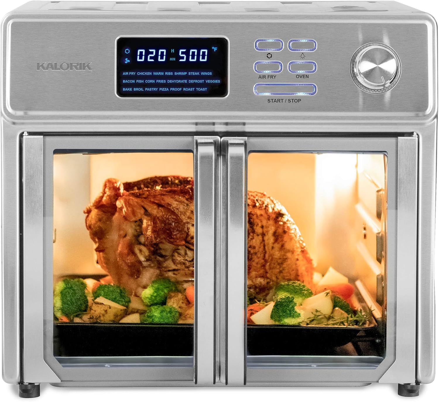 Kalorik® MAXX® Digital Air Fryer Oven AFO 46045 SS 26 Quart 10-in-1 Countertop Toaster Oven & Air Fryer Combo - Rotisserie, Broiler, Dehydrator, & More | 9 Accessories & Cookbook | 21