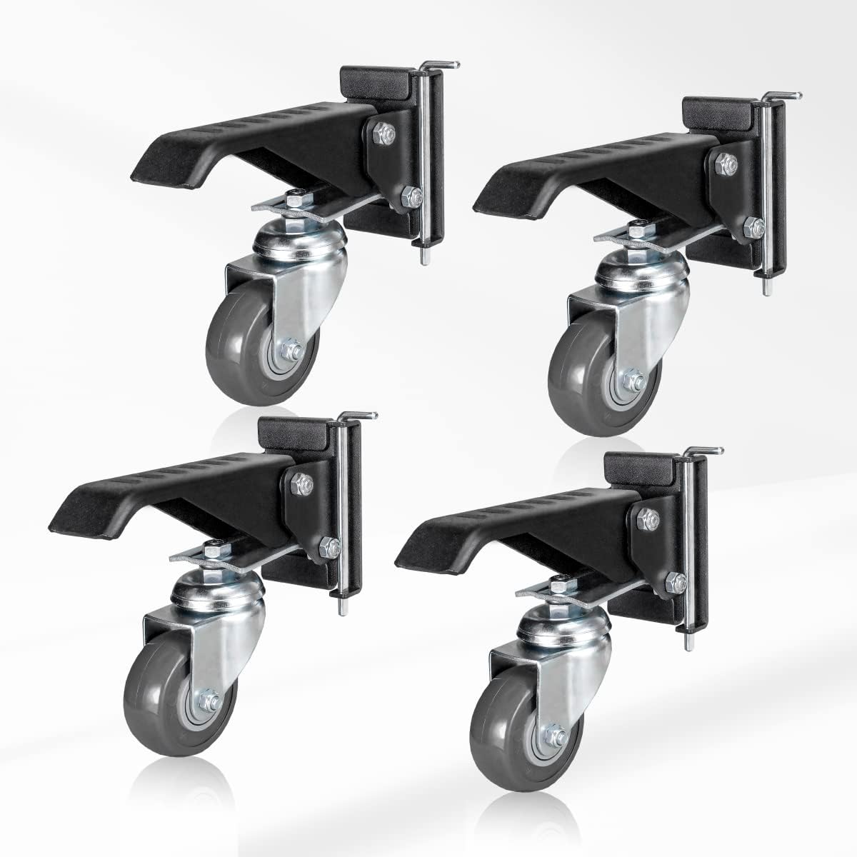 POWERTEC 17002 Workbench Casters with Quick-Release Plates, 4 Sets, Black
