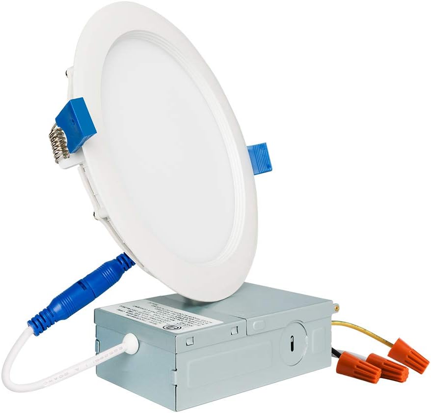 SAATLY 13W 6 inch LED Recessed Lighting, Ultra Thin Ceiling Downlight with Junction Box, 3000K Warm White Dimmable, 850lm 110W Eqv. ETL Certified, Pack of 6 Pack of 2