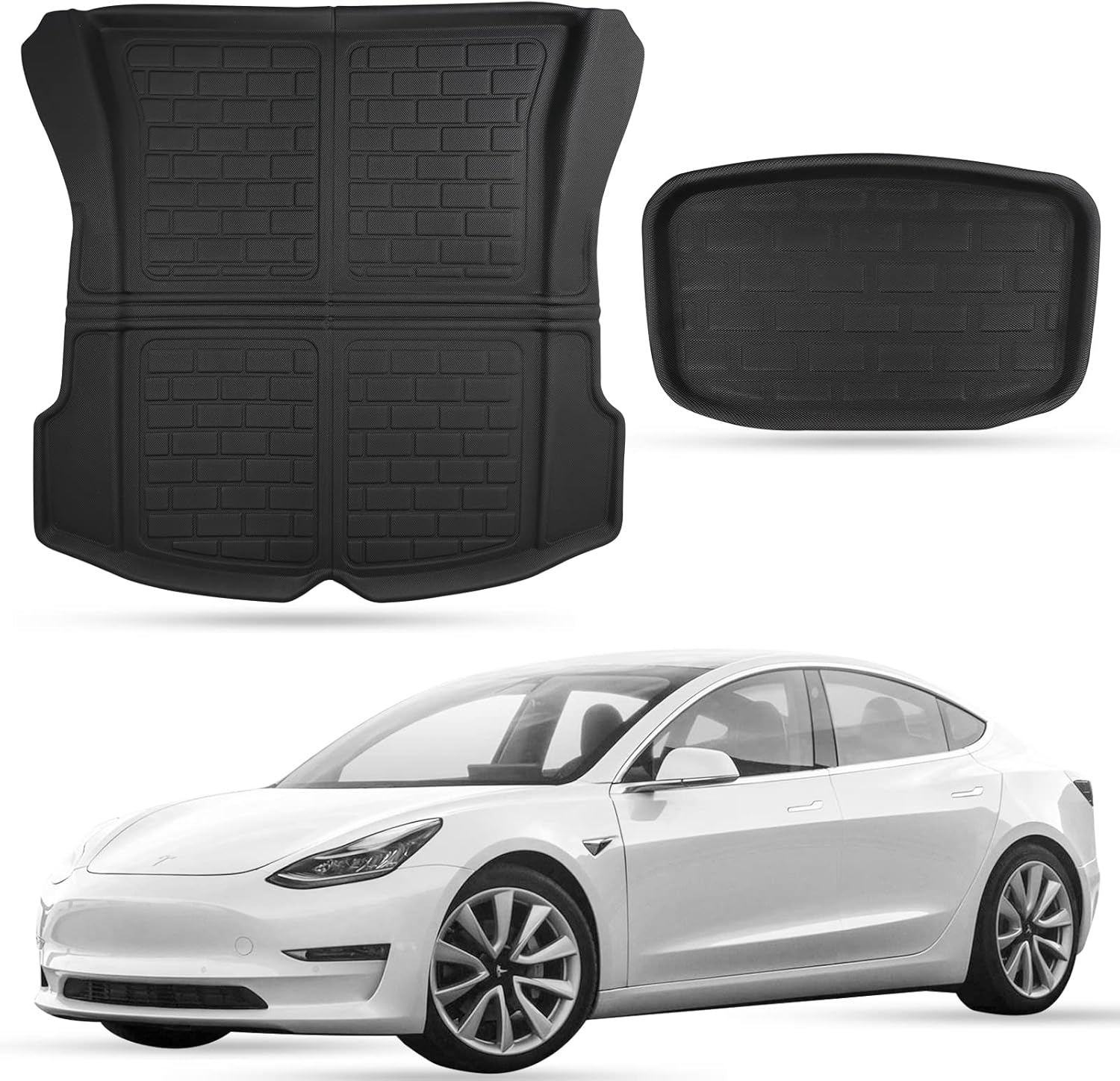 devinci All Weather Trunk Mats for Tesla Model 3 2021 2020 Custom Fit Cargo Liner Rear Cargo Tray Trunk Mat Tesla Model 3 Accessories