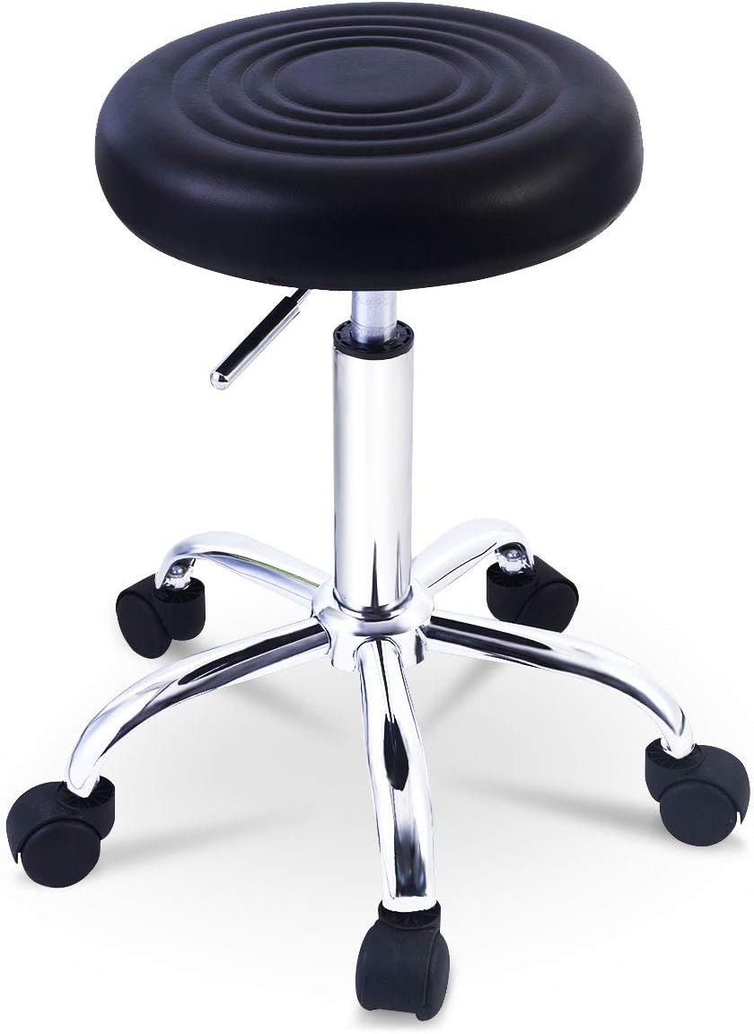 Goplus Adjustable Hydraulic Rolling Swivel Bar Stool Tattoo Facial Massage Spa Stool (1, Black) Pack of 2