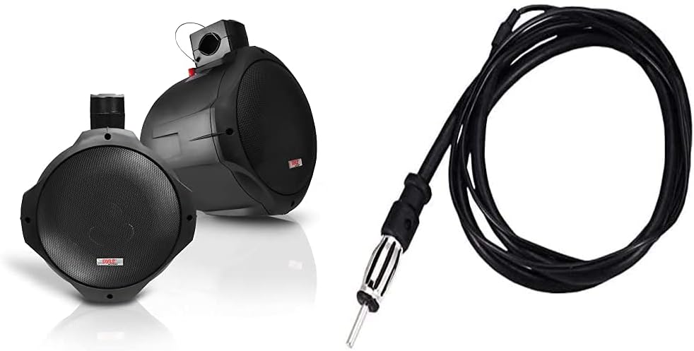 Waterproof Marine Wakeboard Tower Speakers - 6.5in Dual Subwoofer Speaker Set and 1” Tweeter with 200 Watt Power - 2-way Boat Audio Stereo System with Mounting Bracket - 1 Pair - PLMRW65 (White) Pack of 2