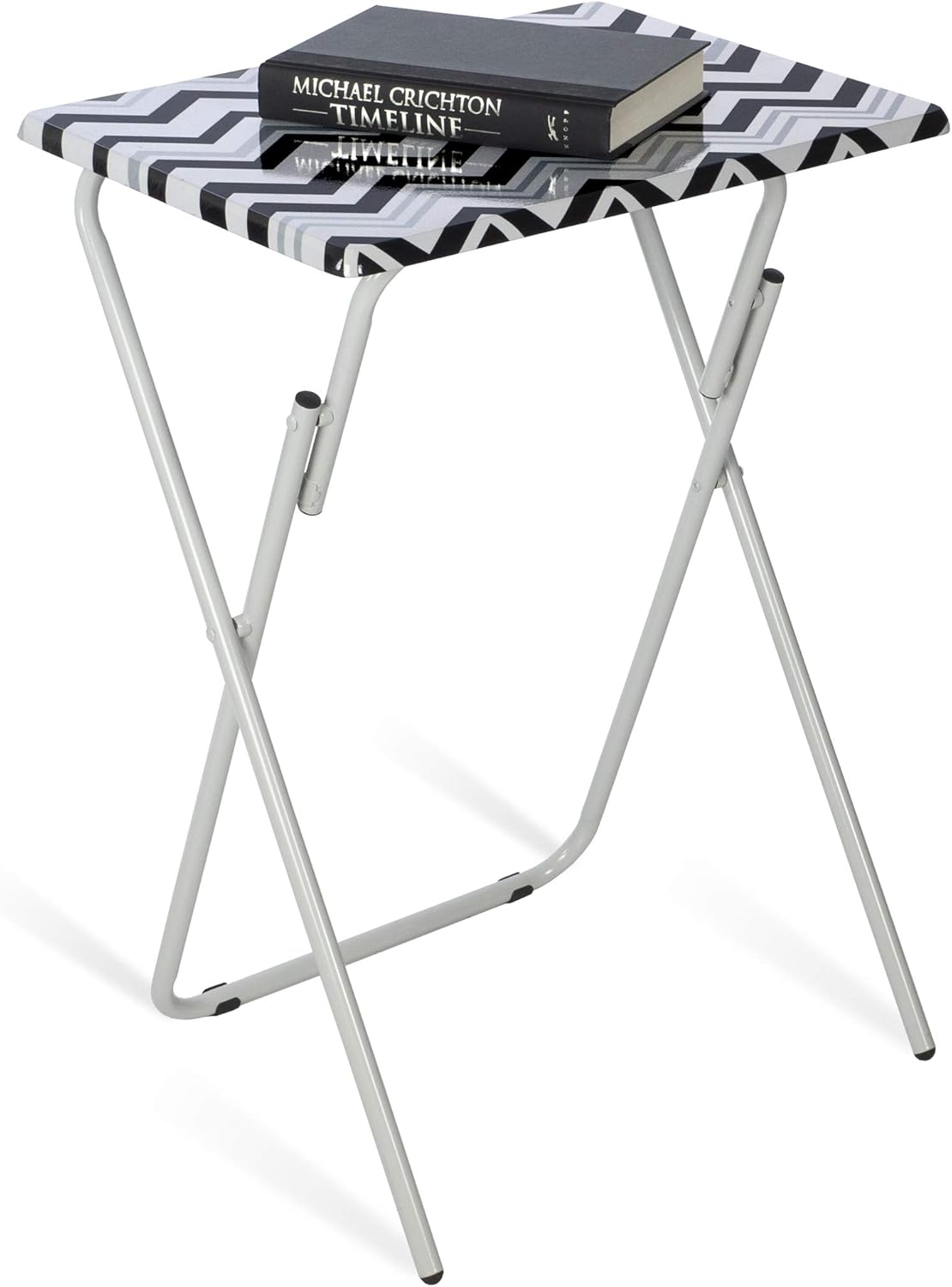 Atlantic 2-Pack TV Tray, Park Place in Black and White - Pack of 2