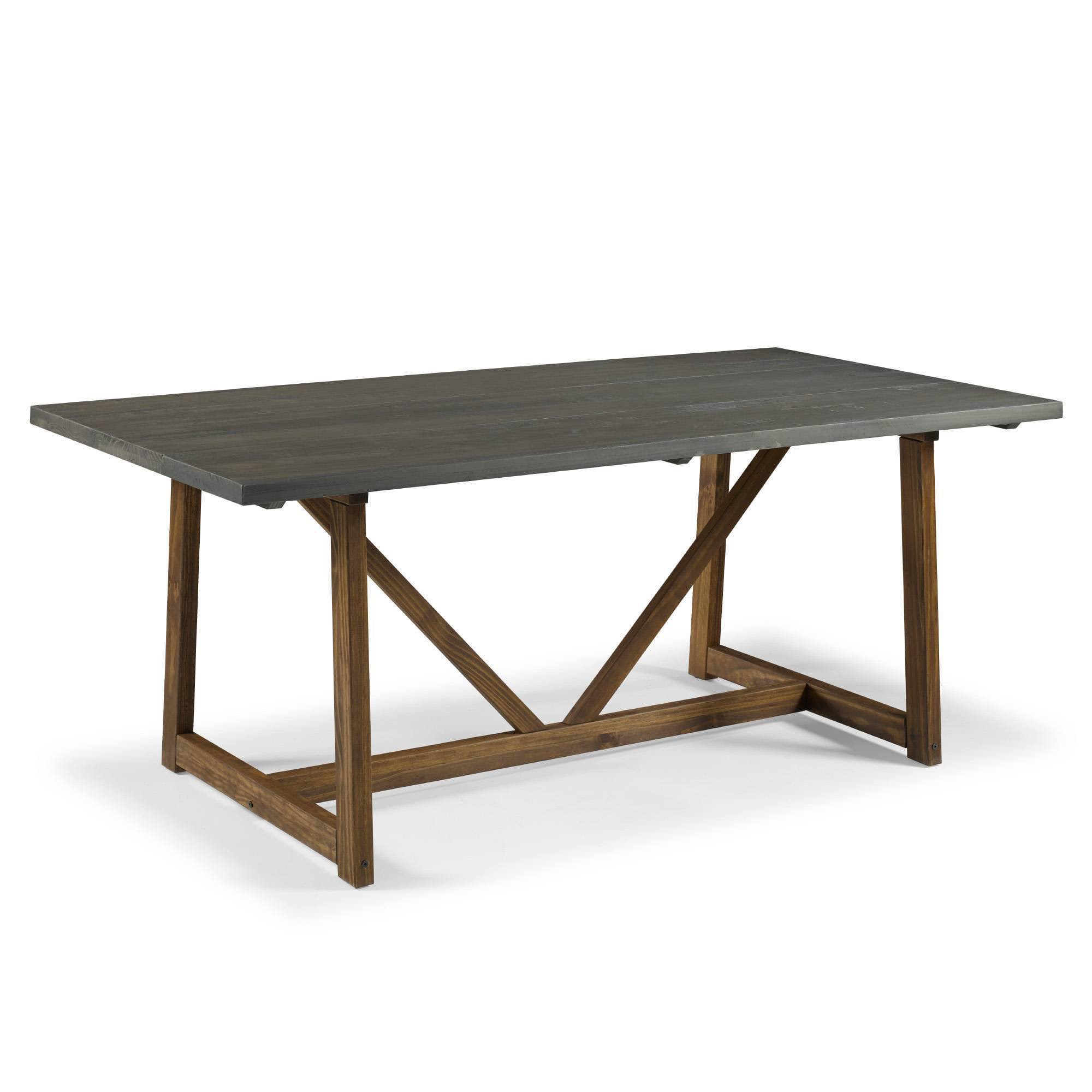 72x22 Solid Wood Trestle Dining Table Gray/Brown - Saracina Home