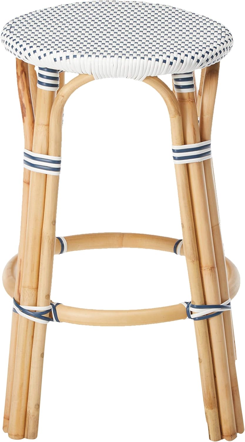 KOUBOO Bistro Backless Counter Stool White & Navy