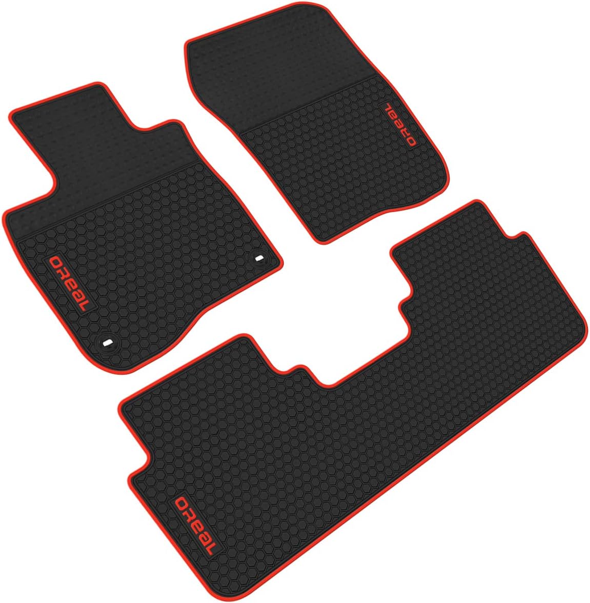 iallauto All Weather Floor Liners Custom Fit Honda CR-V CRV 5th 2017 2018 2019 Heavy Duty Rubber Car Mats Vehicle Carpet Odorless-Black Red Pack of 2
