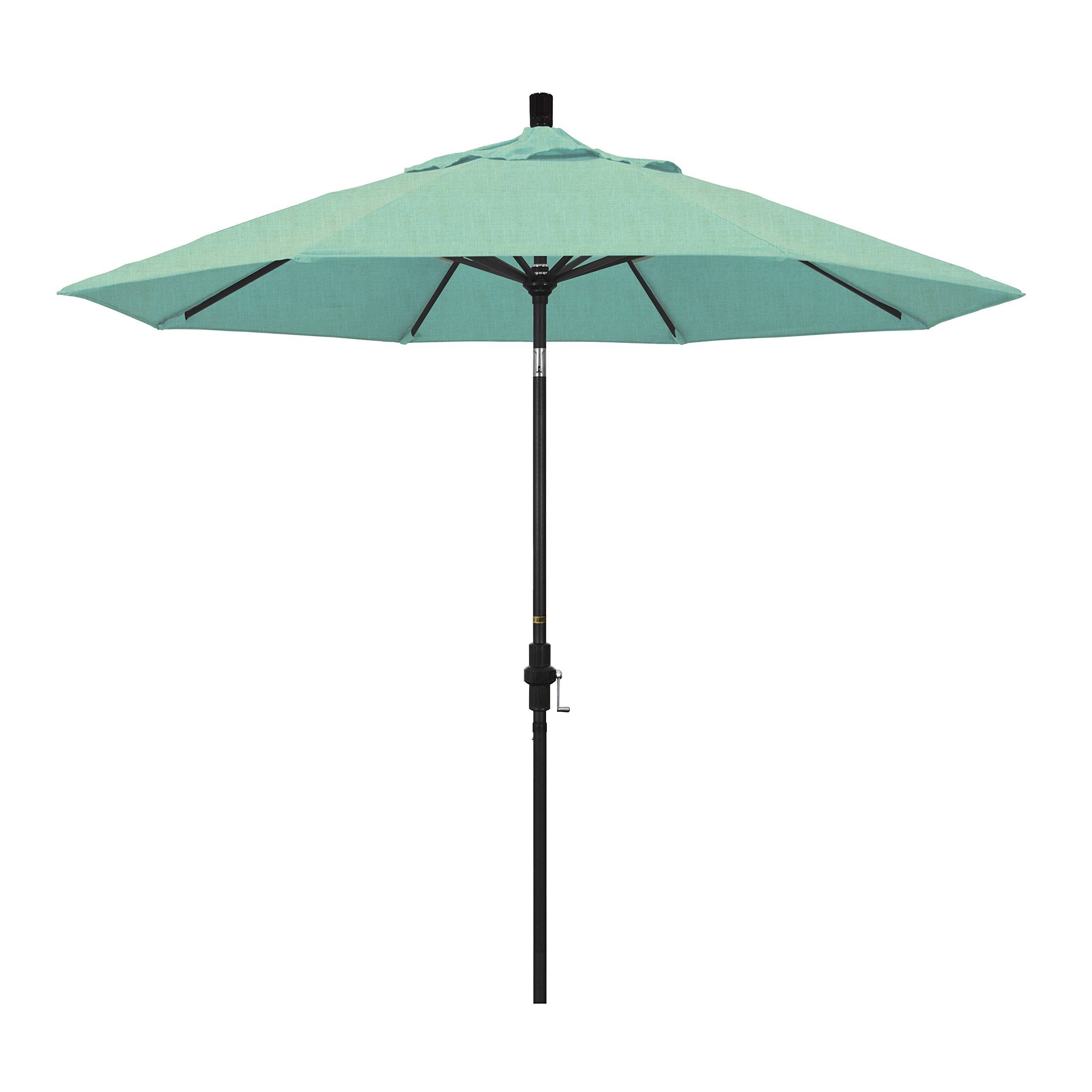 California Umbrella 9 ft. Sunbrella Aluminum Single Vent Tilt Market Umbrella, Black