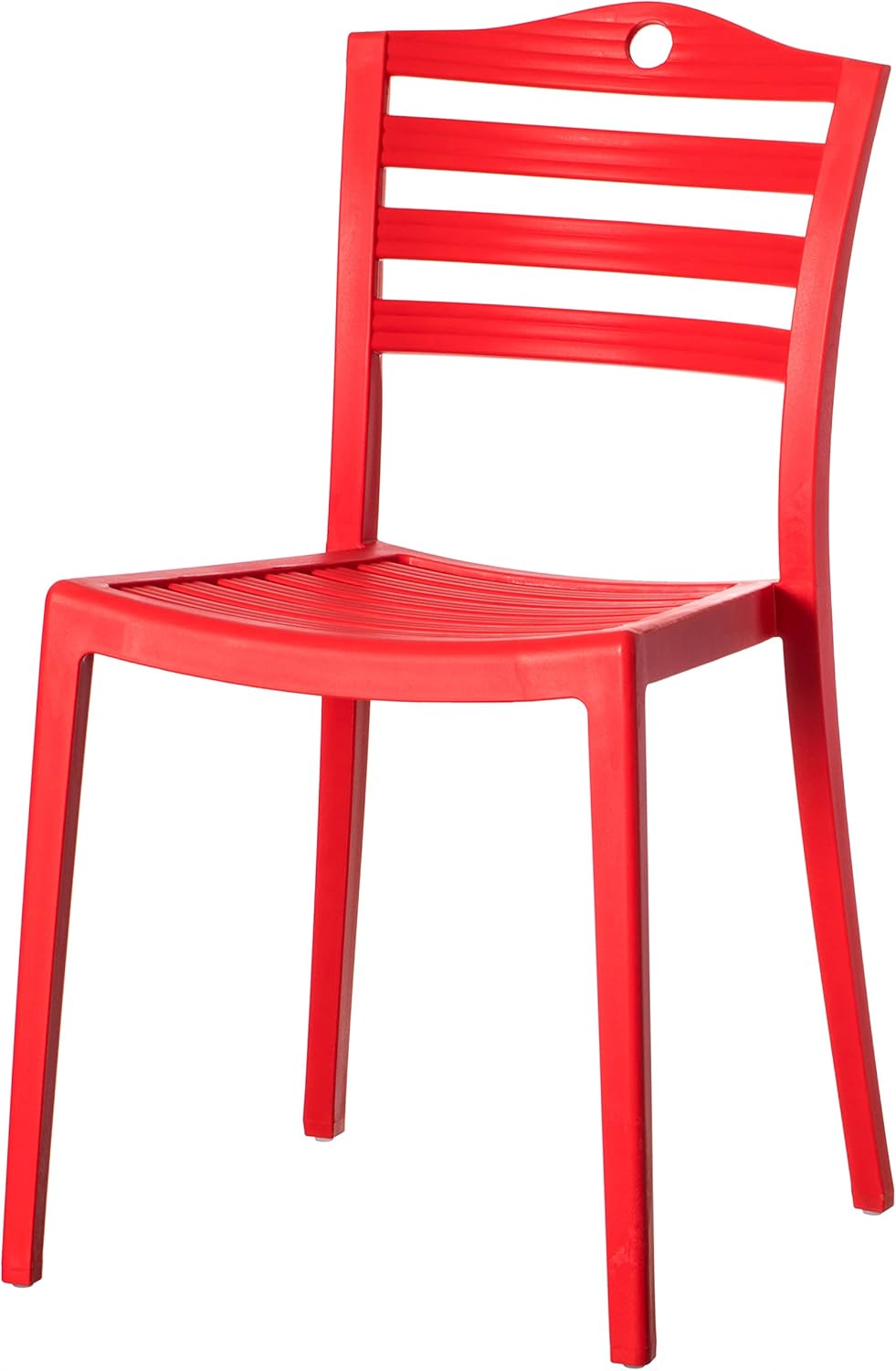 Fabulaxe Modern Plastic Dining Chair with Ladderback Design, Single Blue