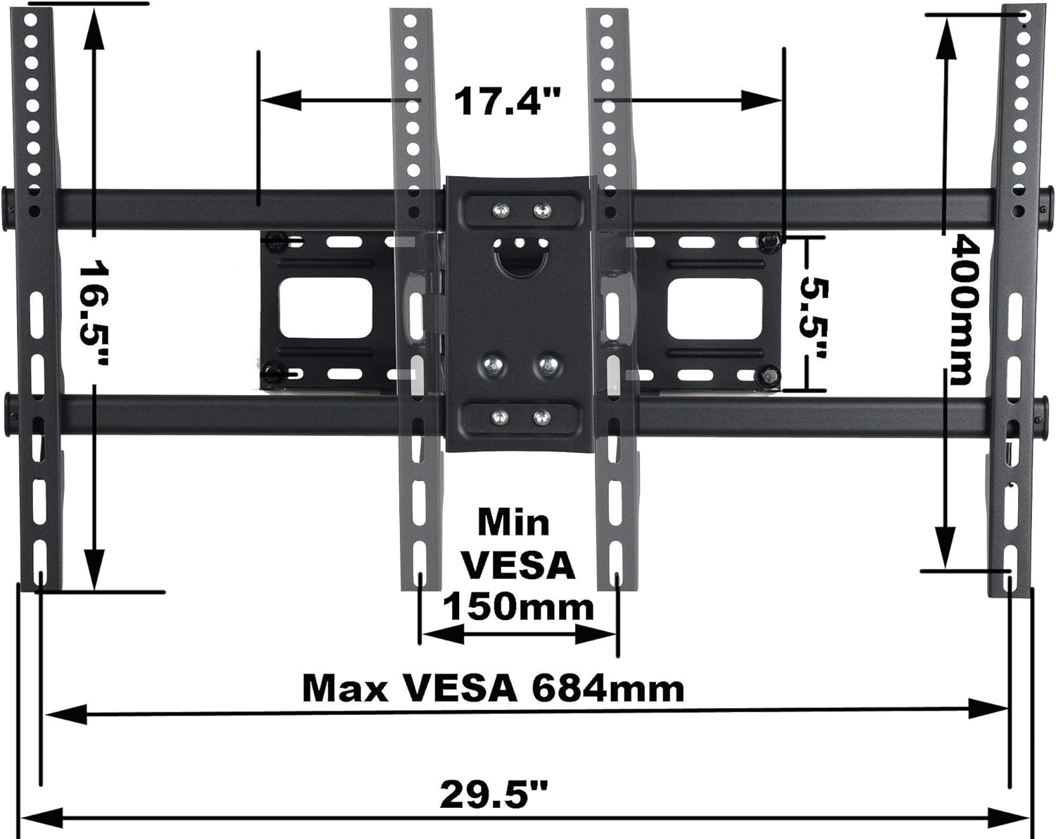 VideoSecu MW380B5 Full Motion Articulating TV Wall Mount Bracket for Most 37