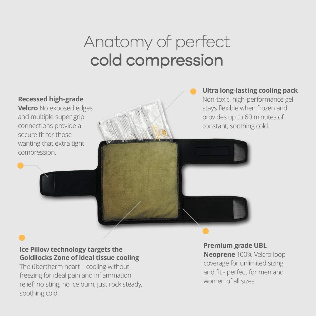übertherm Elbow Ice Pack Wrap for Injuries Reusable | Long-Lasting Cold Compression Without Ice-Burn | Pain Relief for Tendonitis, Tennis Elbow, Sports Injury Pain | 1-Year Warranty