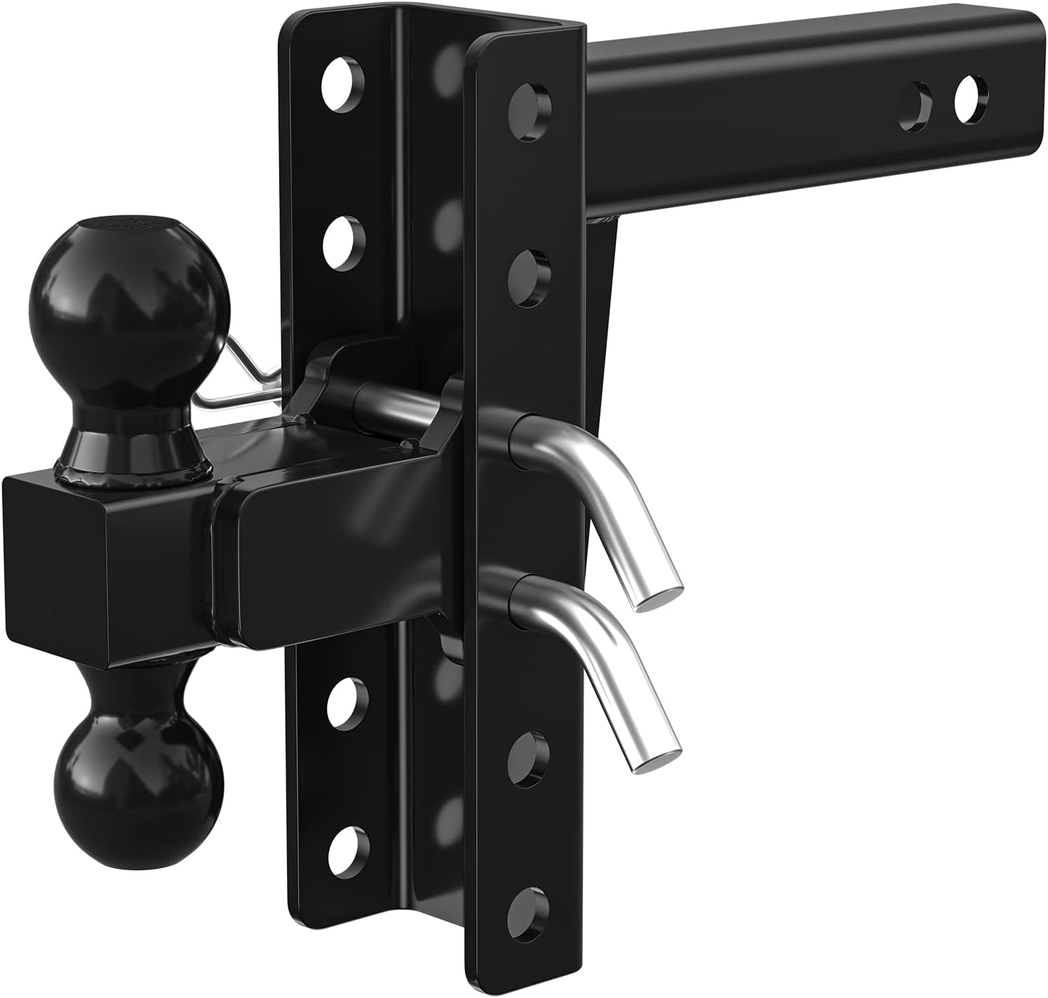 IFOKA Adjustable Trailer Hitch, 8 Inch Drop Hitch, Fits 2 Inch Trailer Hitch Receiver Shank, 2 Inch & 2-5/16 Inch Dual Balls Towing Hitch with Lock Pins, Black Powder Coated