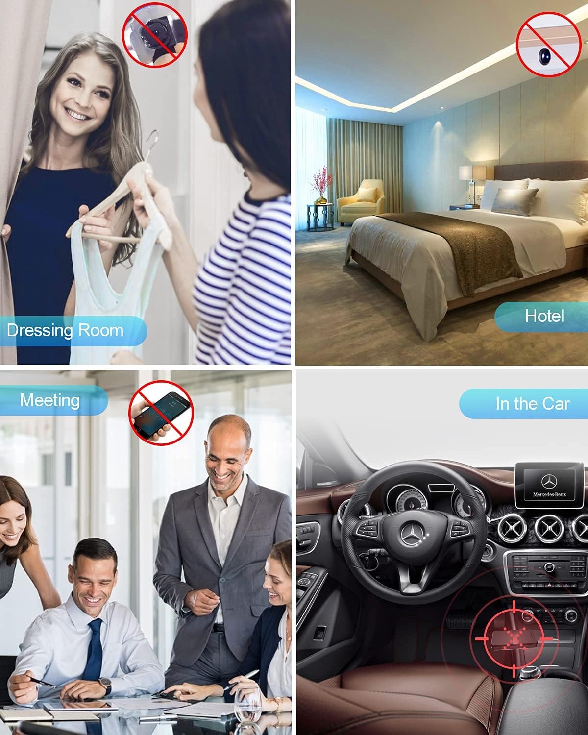 spy Finder Hidden Camera Detector,Portable Wireless Hidden Camera with 12 Levels Sensitivity, Bug Detector for Wireless Audio Bug Camera, 4 Professional Modes, Home Office Travel, Rectangle MAZEBLITZ Pack of 2