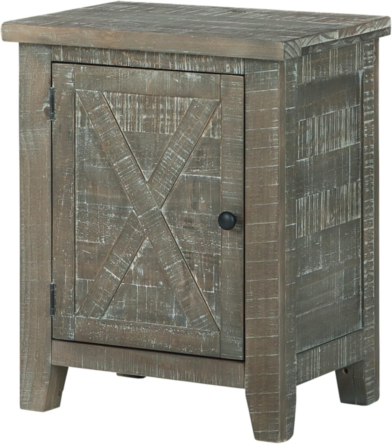 Signature Design by Ashley Pierston Rustic Accent Cabinet or Side Table with Barn Door, Gray