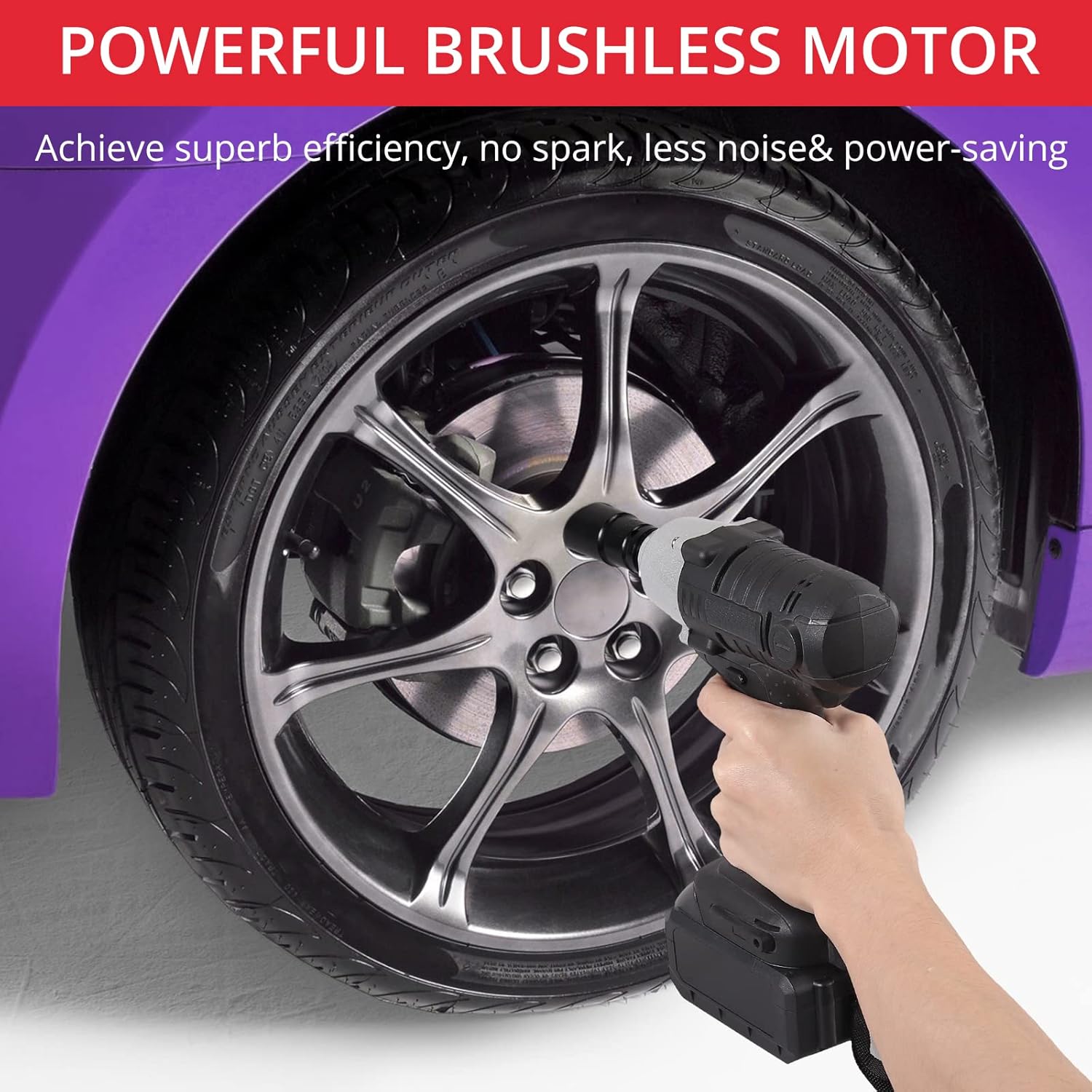 JUSTOOL 20V Cordless Impact Wrench 1/2 inch Max 300 Torque ft-lbs(410N.m) with Variable Speed 0~3200RPM Include Battery & 5PCs Impact Sockets