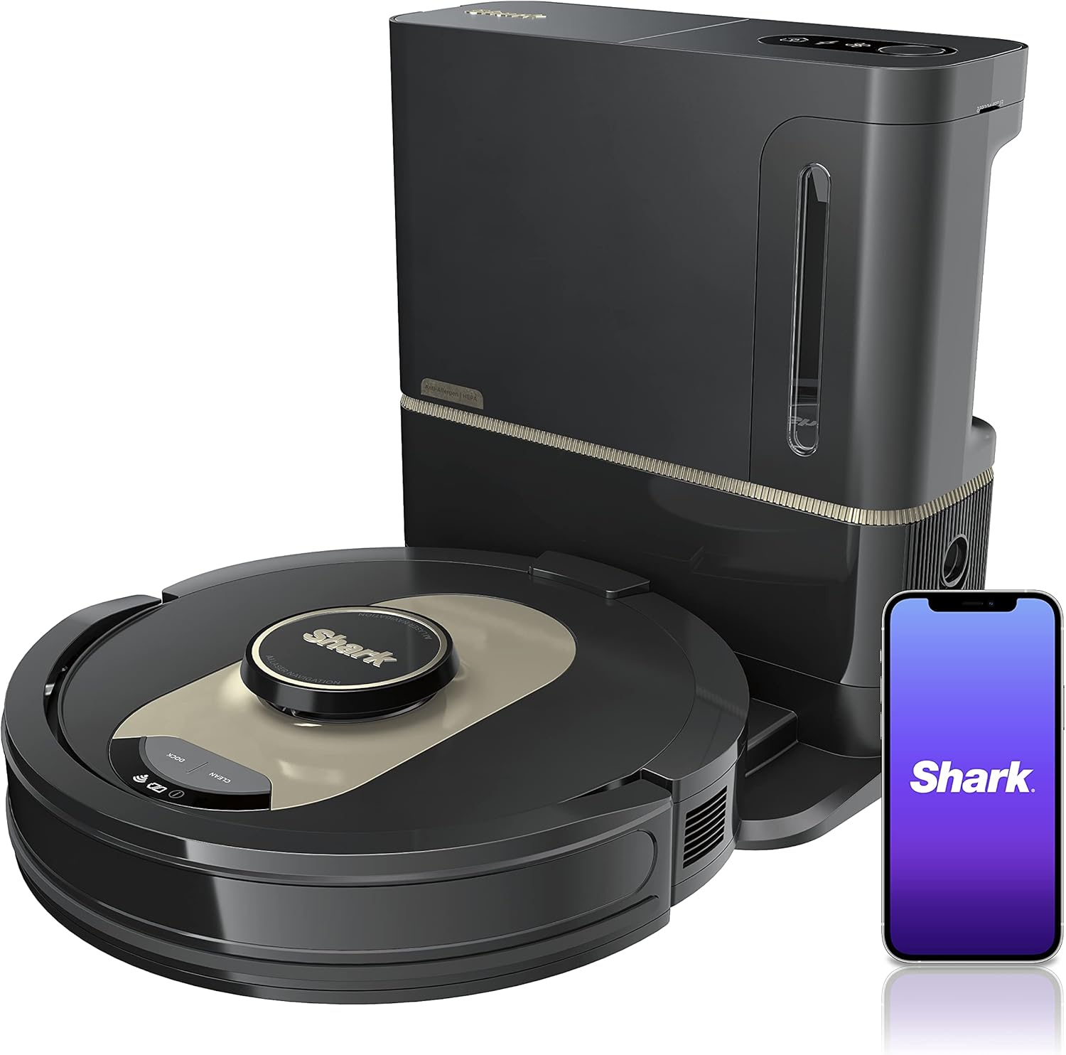 Shark RV2502AE AI Ultra Robot Vacuum with XL HEPA Self-Empty Base, Bagless, 60-Day Capacity, LIDAR Navigation, Smart Home Mapping, UltraClean, Perfect for Pet Hair, Compatible with Alexa, Black