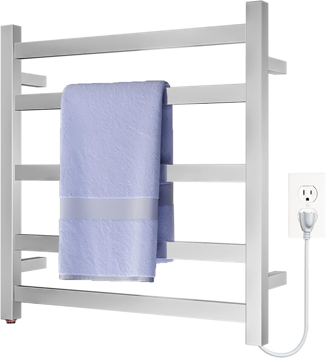 Zoomerry Heated Towel Rack for Bathroom 304 Stainless Steel Electric Towel Rails Wall Mounted Electric Towel Warmer Plug-in/Hardwired Polished Chrome