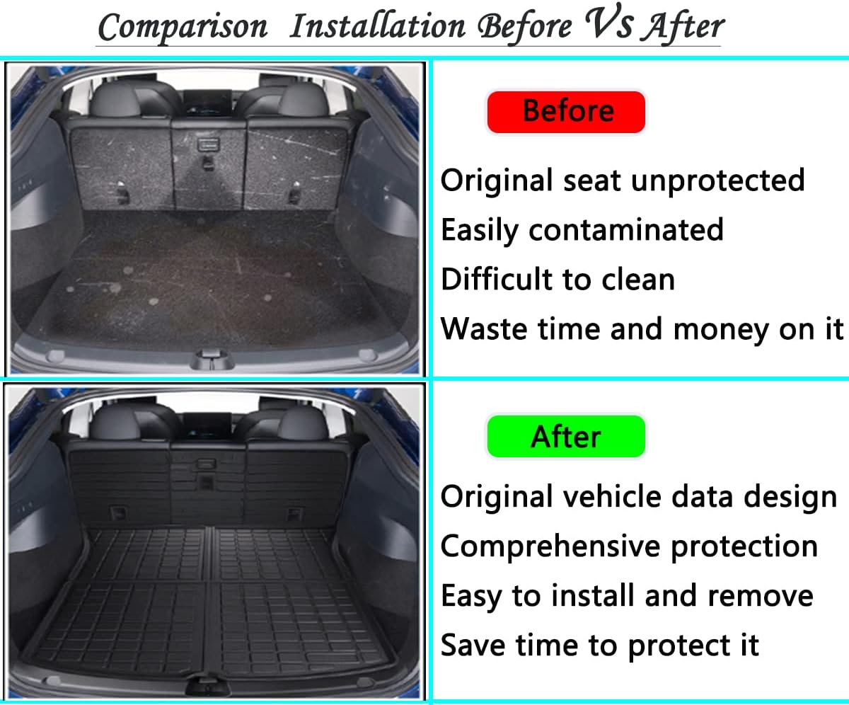 All Weather Rear Cargo Liners Trunk Tray Mats Protector Custom Compatible with 2020 2021 2022 Tesla Model Y, 3D Waterproof Durable Odorless Flexible Black TPO Accessories (Cargo Liner for Model Y)