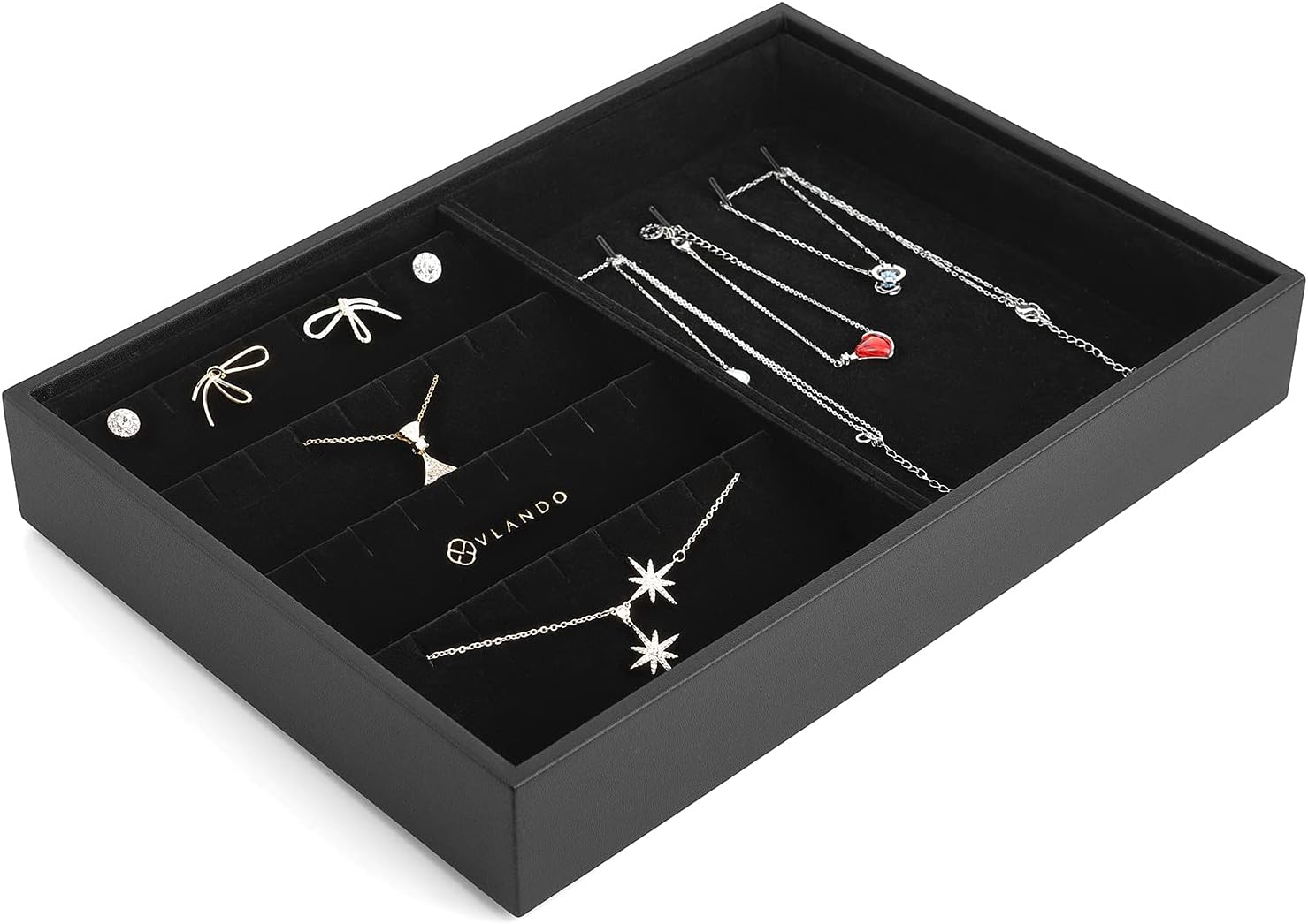 Vlando Jewelry Trays Stackable Showcase Display Drawer Organizer Storage- Multi-Purpose,Multiple Combinations, Large Capacity Multi-Layer Design and Fashion(Grey)