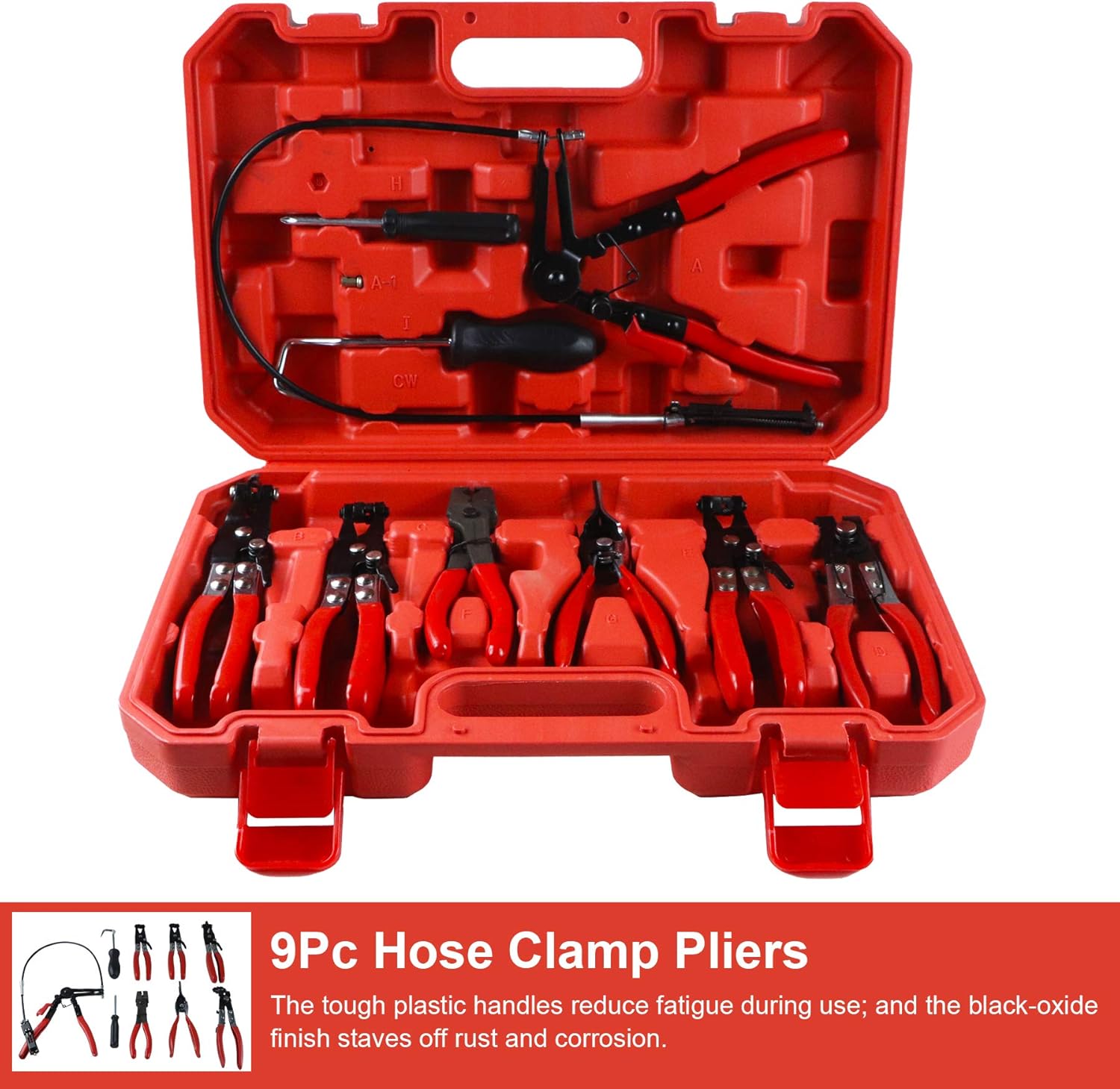 Frombet Hose Clamp Pliers Long Reach Wire Spring Hose Clamp Pliers Remover for Automotive Coolant Radiator Heater and Water Hose with Band Flat or Large Clamps